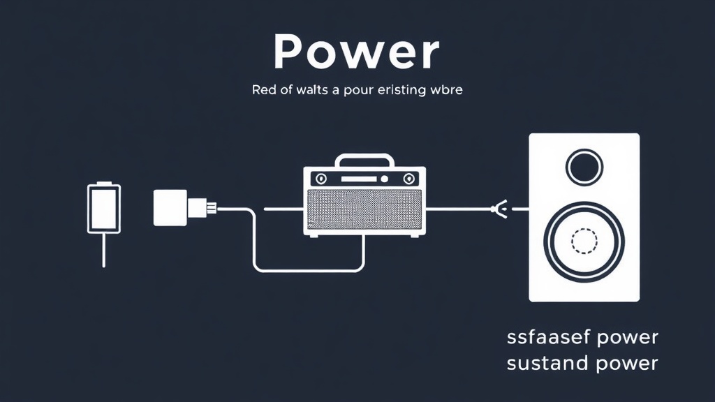 스피커 내부의 앰프와 전력 공급 장치를 시각화하여 출력의 개념을 설명하는 이미지